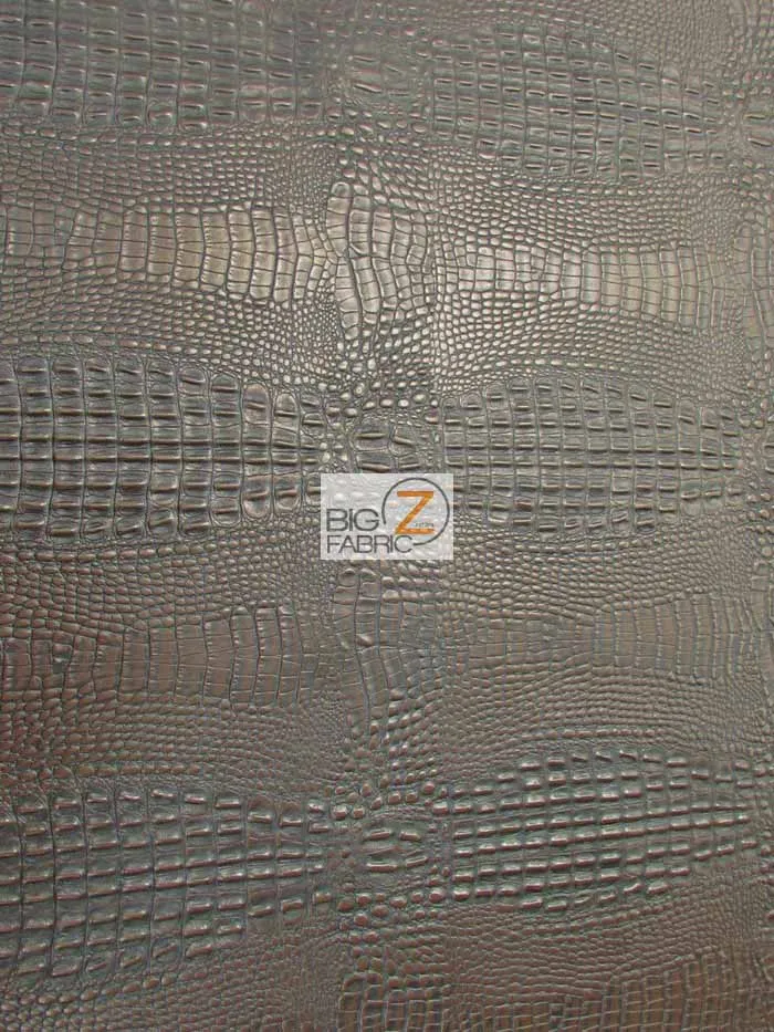 Crocodile Marine Vinyl Fabric - Auto/Boat - Upholstery Fabric / Wood Brown / By The Roll - 30 Yards