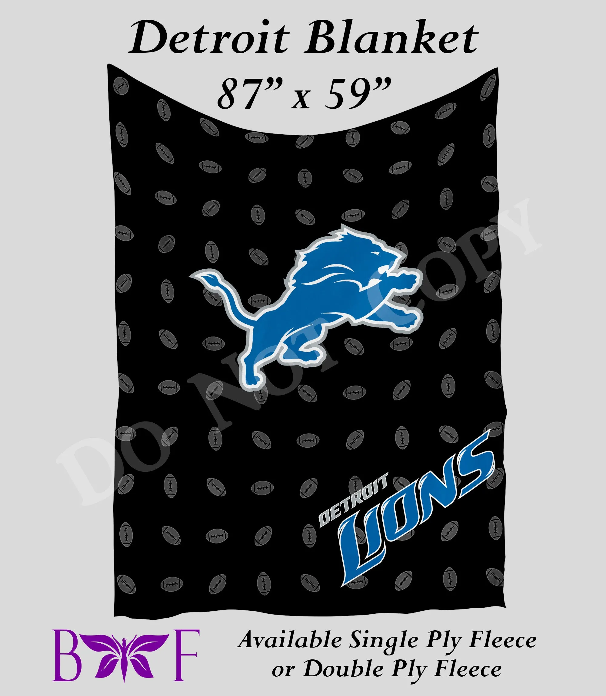 Detroit 59"x87" soft blanket available without sherpa fleece