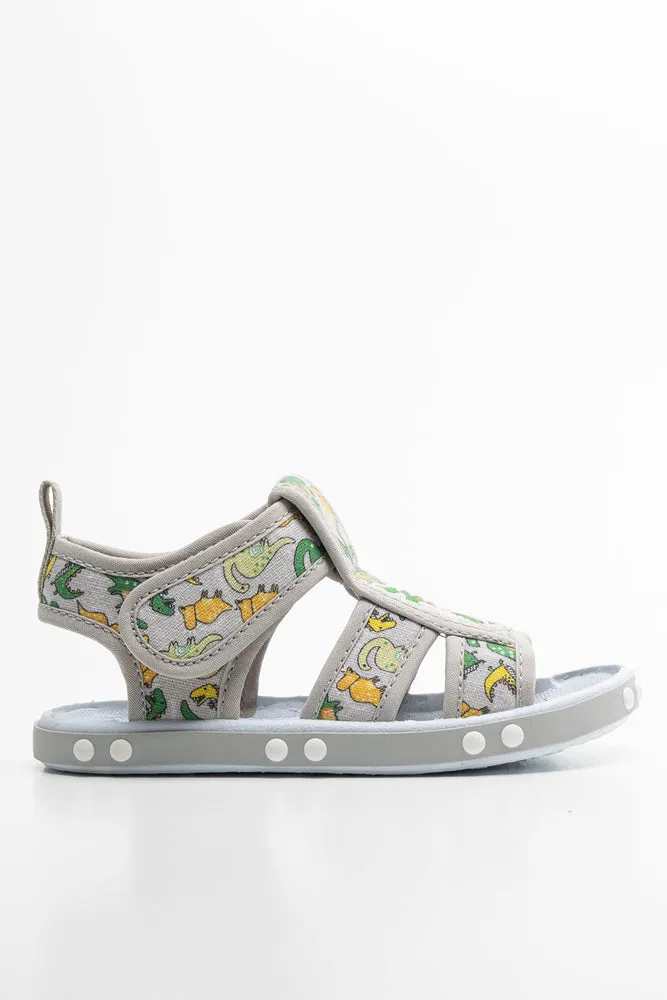 Dino Print Open Sandal Green