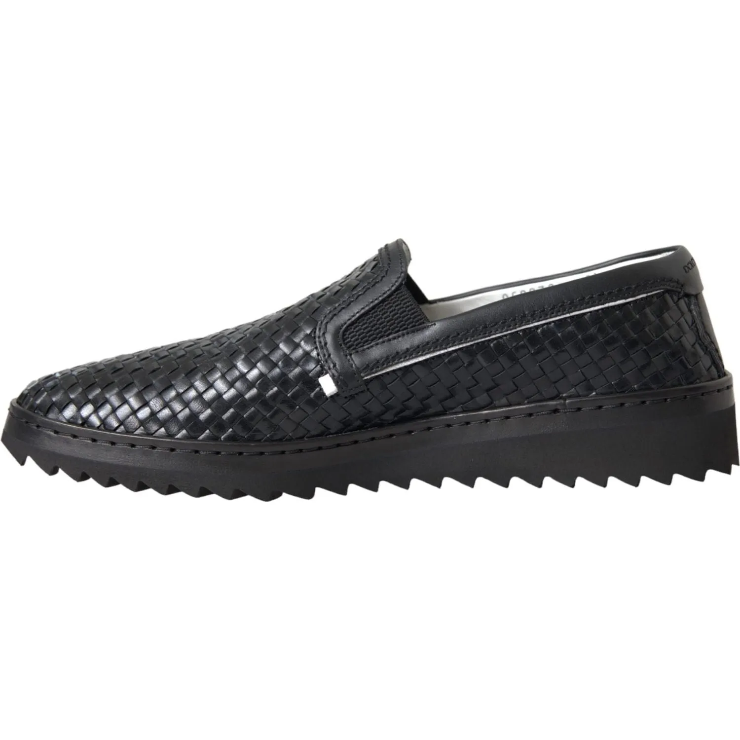 Dolce & Gabbana Black Woven Buffalo Leather Men Loafers Shoes