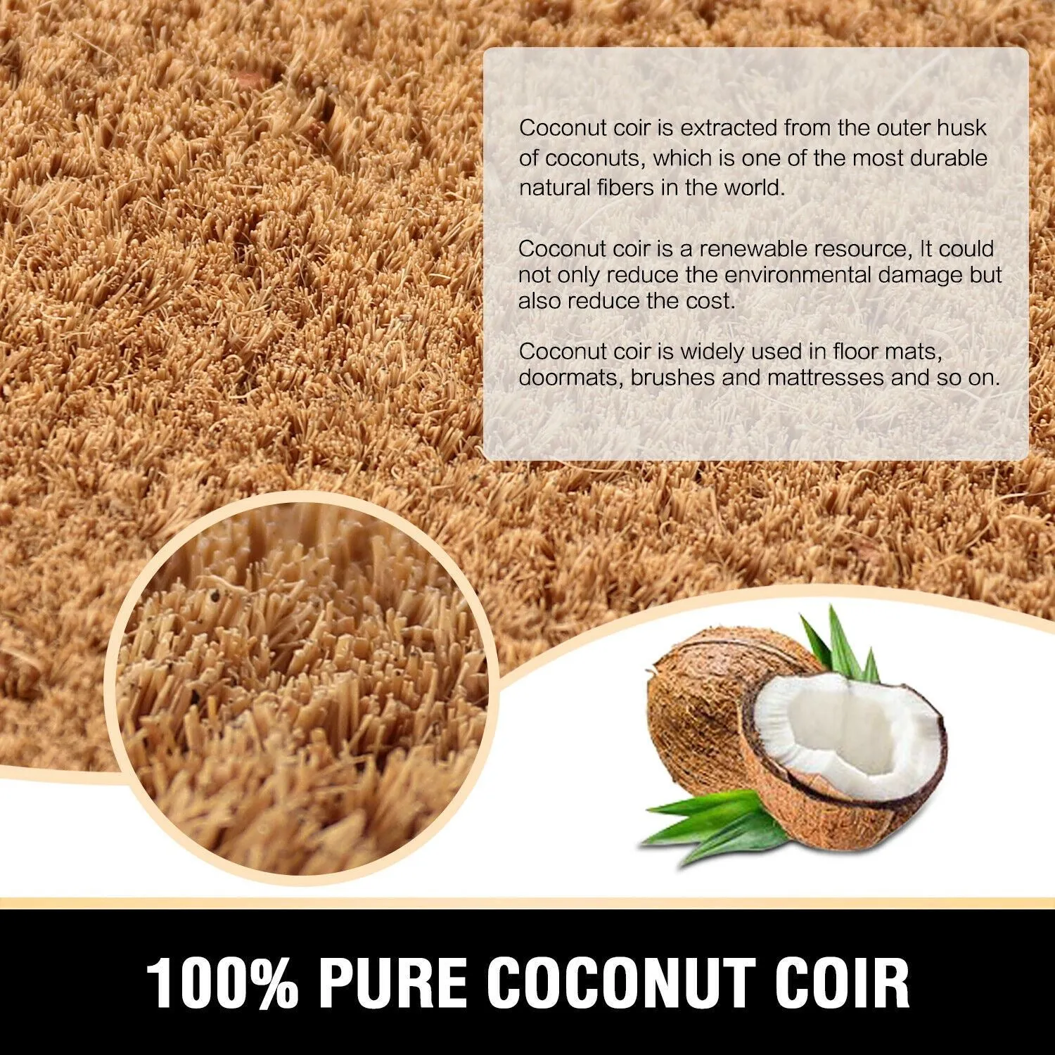 Doormat for Outside Entry | Natural Coco Coir Mats for Front Door Rubber Backing