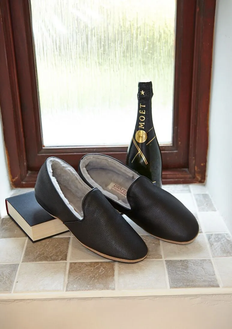 Draper - Albert Slippers - Suede and Sheepskin - Black