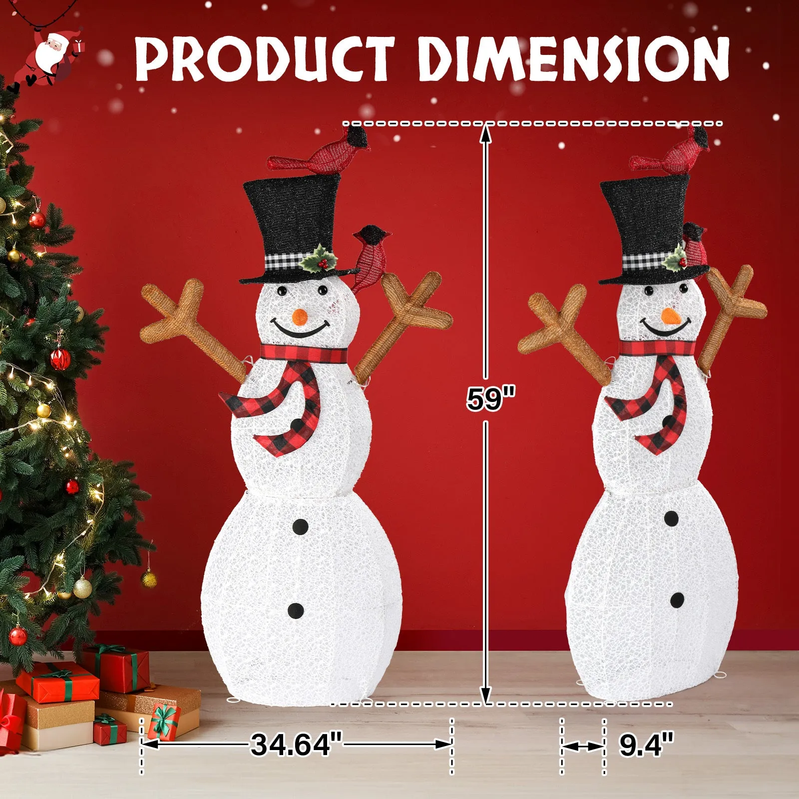 Easy-Install Snowman Christmas Light Decoration with 170 White Lights, USB Powered - Perfect for Outdoor Holiday Display