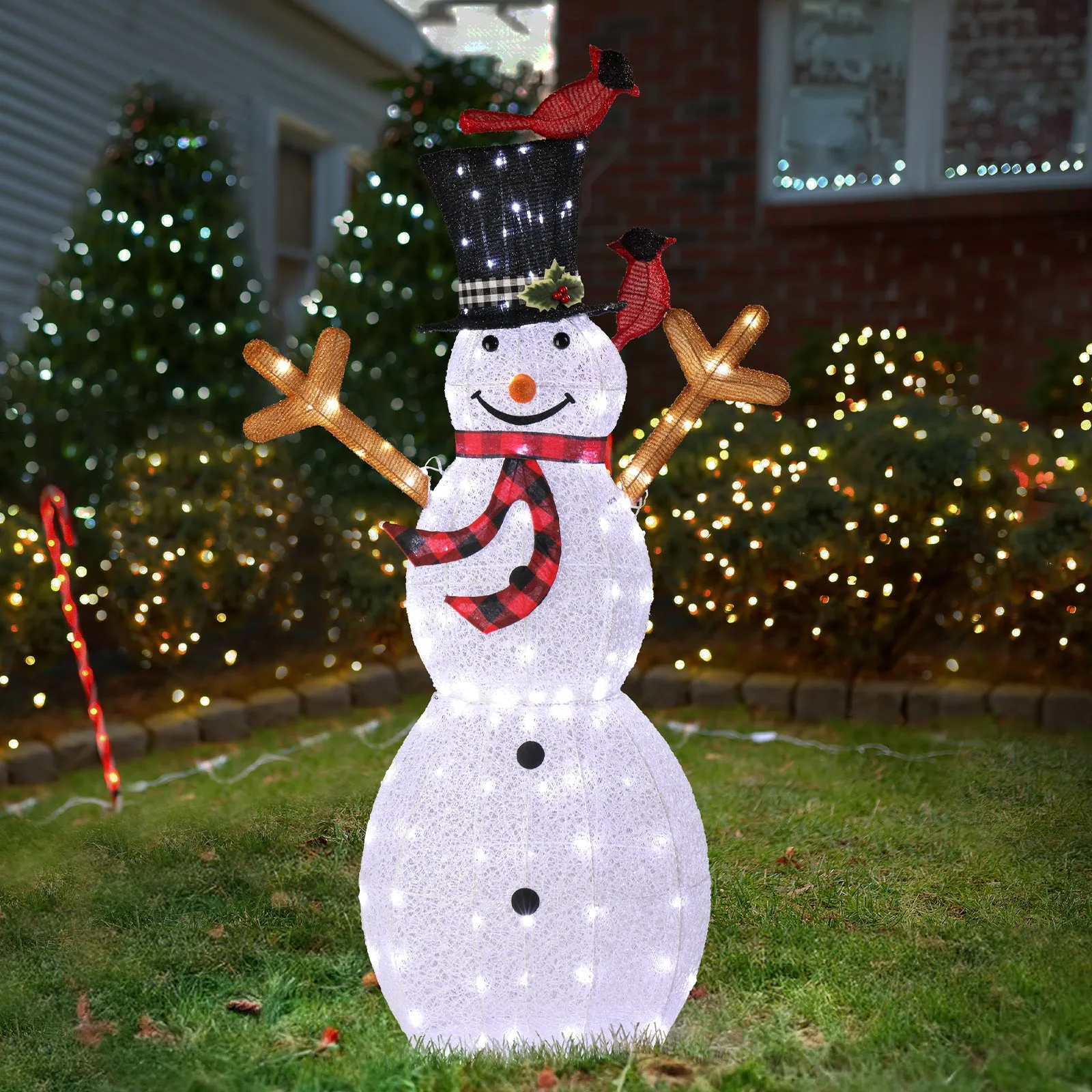 Easy-Install Snowman Christmas Light Decoration with 170 White Lights, USB Powered - Perfect for Outdoor Holiday Display