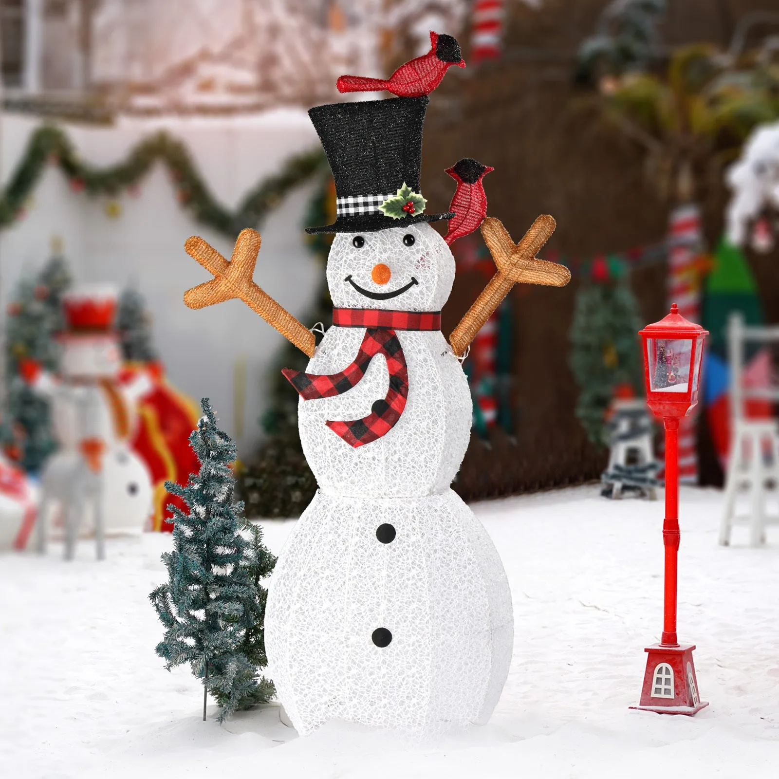 Easy-Install Snowman Christmas Light Decoration with 170 White Lights, USB Powered - Perfect for Outdoor Holiday Display