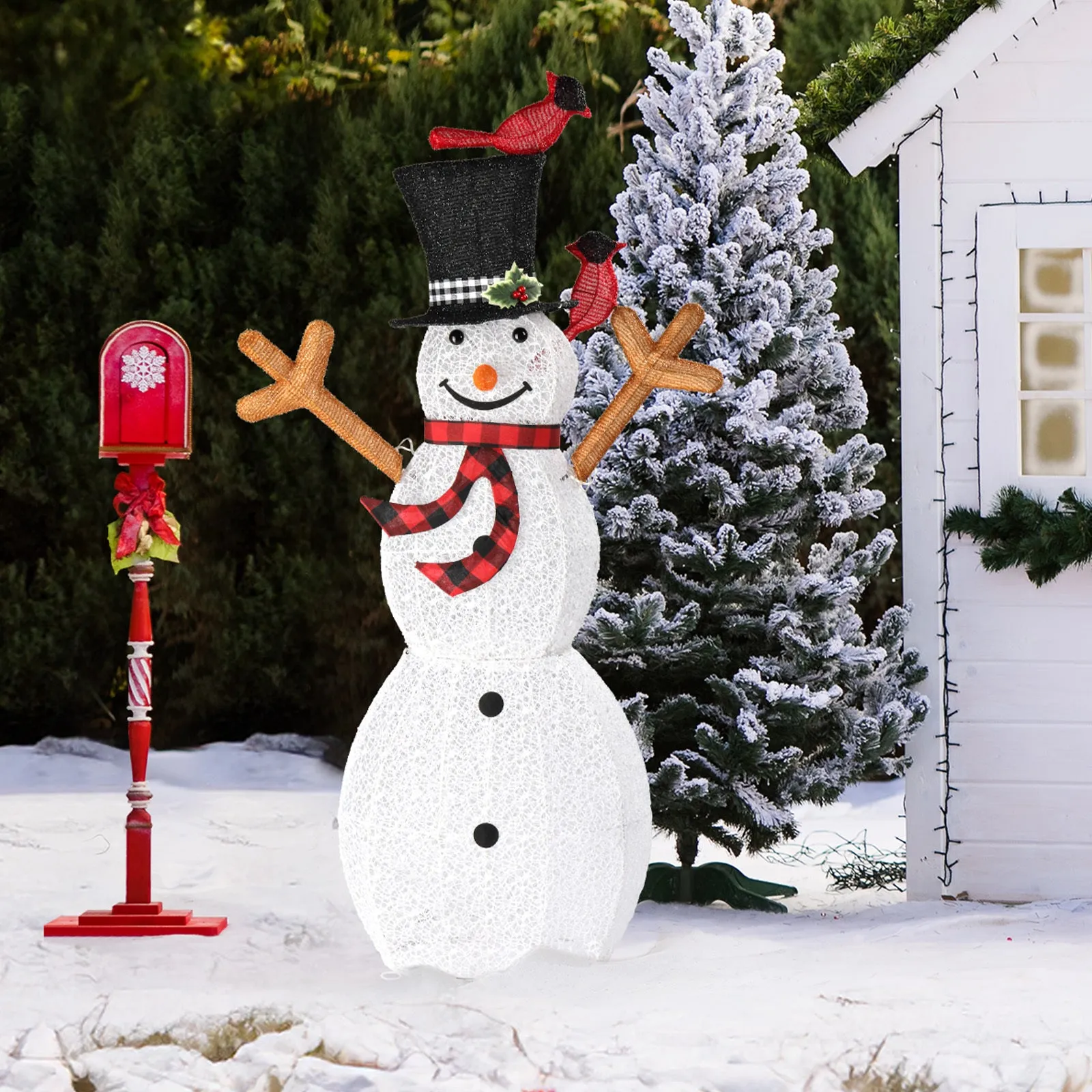 Easy-Install Snowman Christmas Light Decoration with 170 White Lights, USB Powered - Perfect for Outdoor Holiday Display