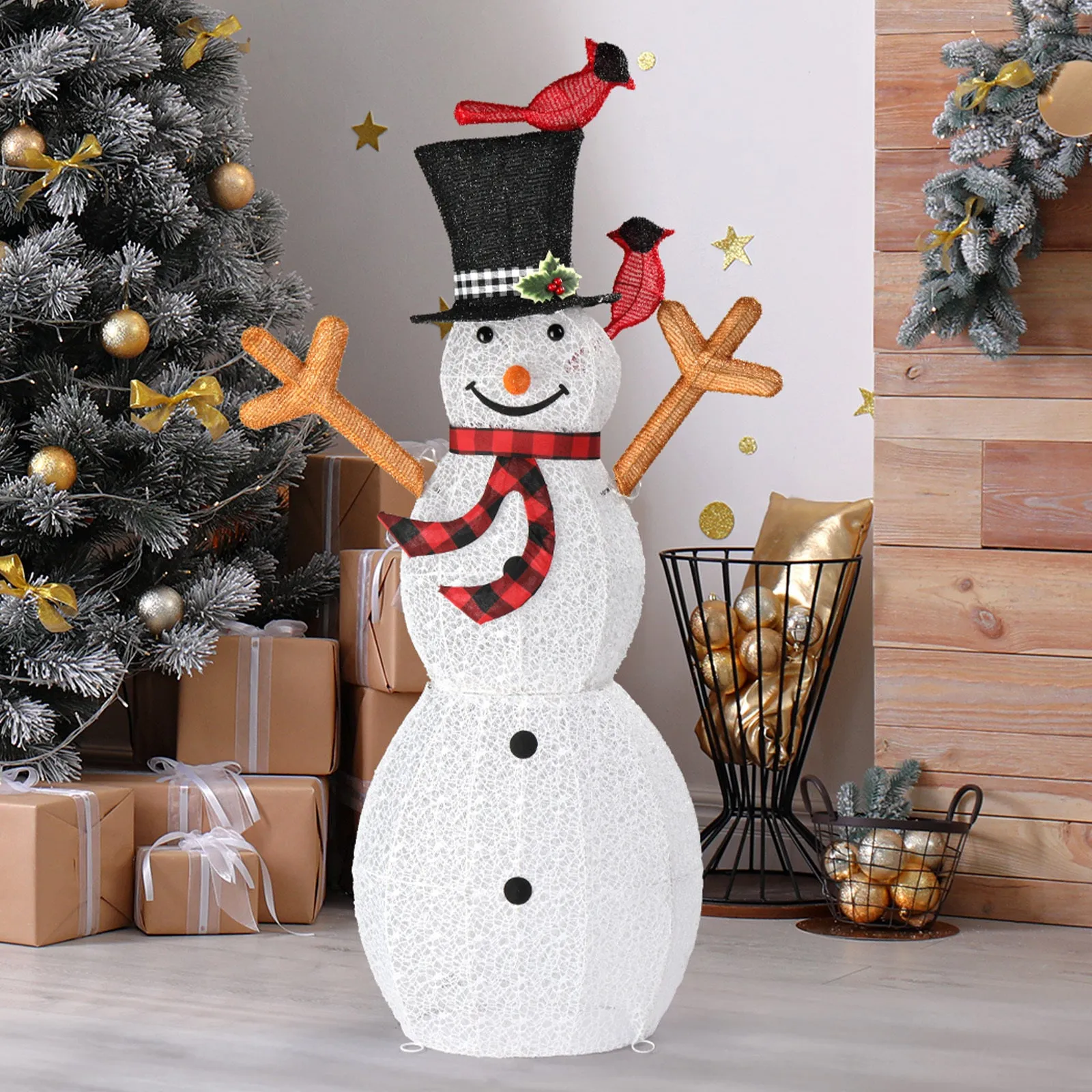 Easy-Install Snowman Christmas Light Decoration with 170 White Lights, USB Powered - Perfect for Outdoor Holiday Display