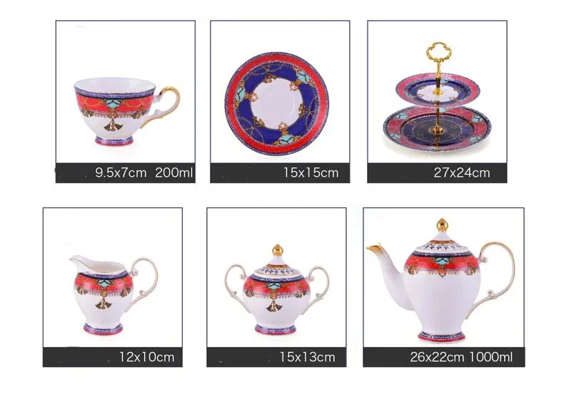 Elegant Luxury French Royal Style Hand Made Fine Porcelain Bone China Gold Plated Coffee and Tea Set To Serve 6 Stainless Steel High Shelf