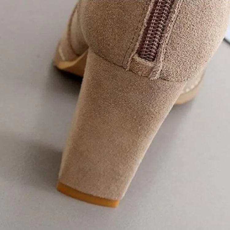 Elegant Suede Pointed Toe High Heel Boots for Women