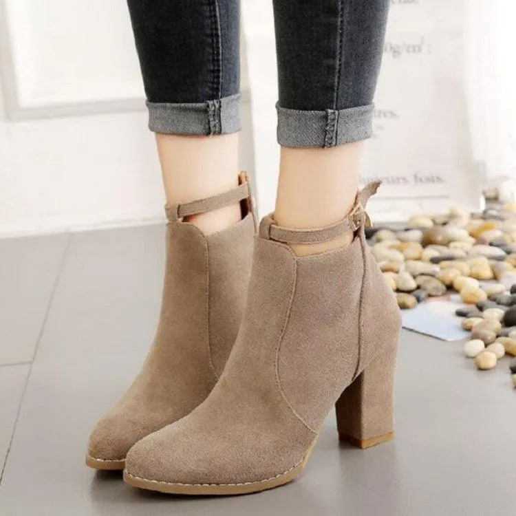 Elegant Suede Pointed Toe High Heel Boots for Women