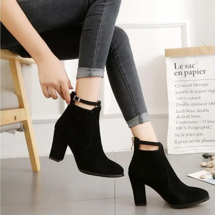 Elegant Suede Pointed Toe High Heel Boots for Women