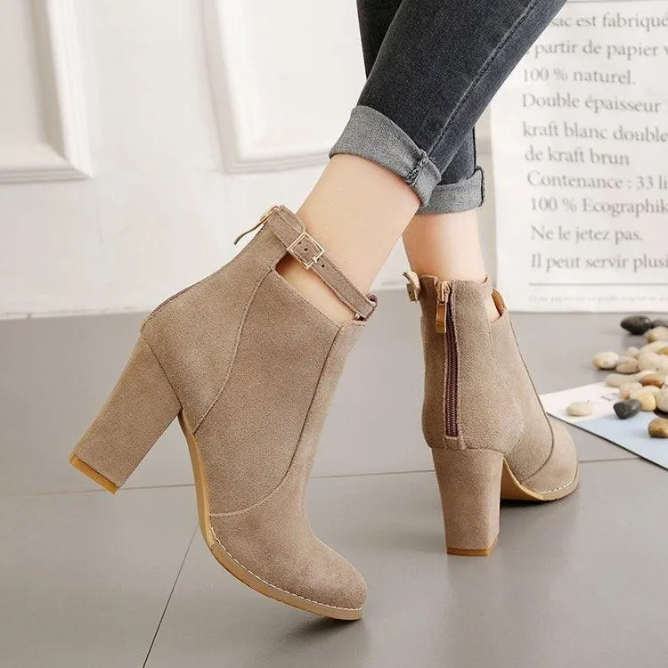 Elegant Suede Pointed Toe High Heel Boots for Women