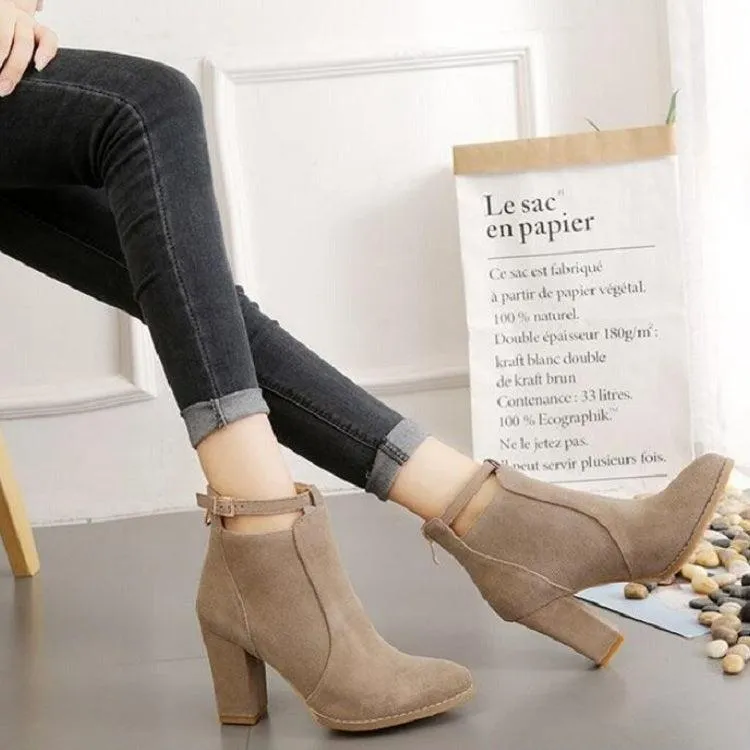 Elegant Suede Pointed Toe High Heel Boots for Women