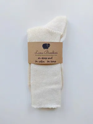 EMMA ~ Wool/Cotton/Hemp Sock. Natural. Undyed.