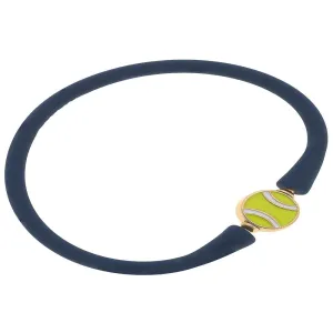 Enamel Tennis Ball Silicone Bali Bracelet -- Navy