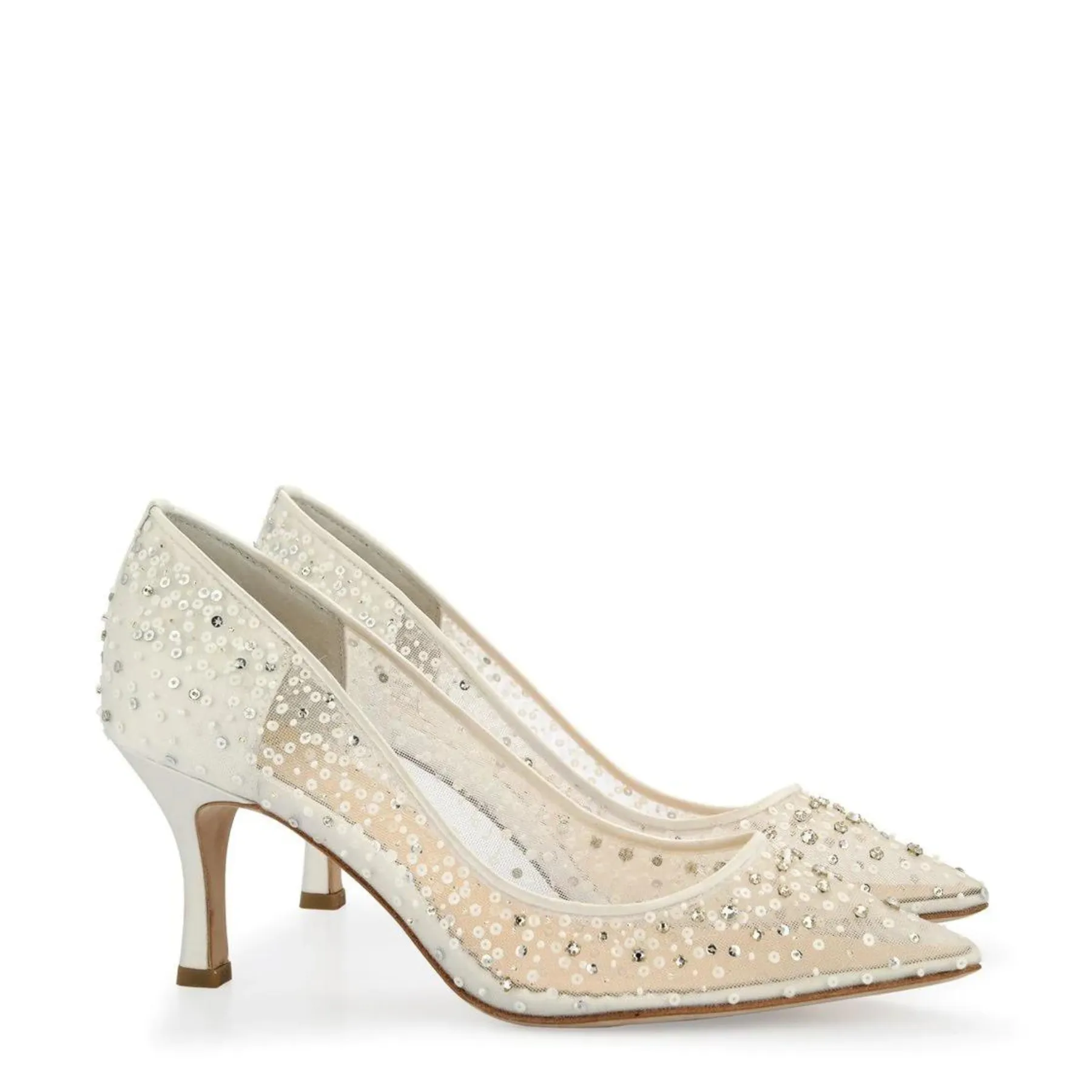 Evelyn - Sequin Low Ivory Wedding Shoes