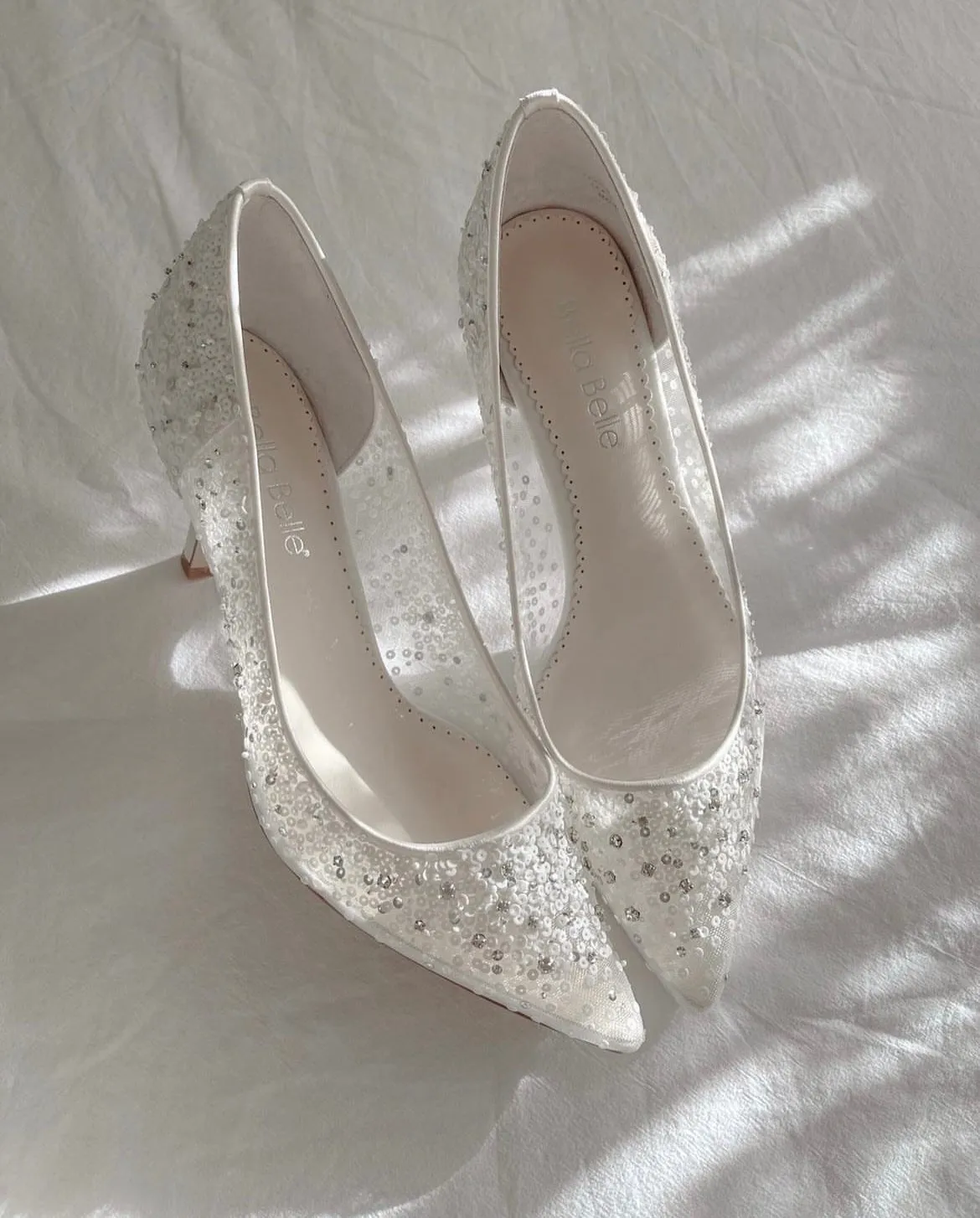 Evelyn - Sequin Low Ivory Wedding Shoes