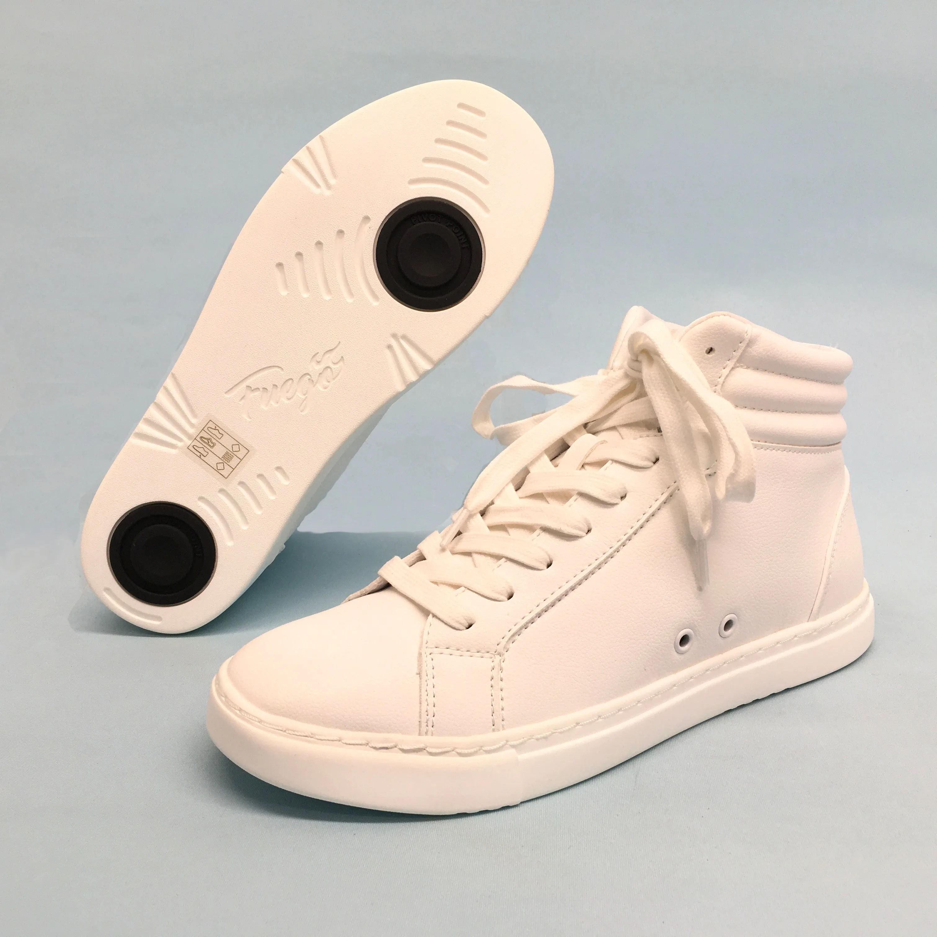 Fuego: High-Top Dance Sneaker | All White | MED | Flat Full Rubber Sole | VEGAN