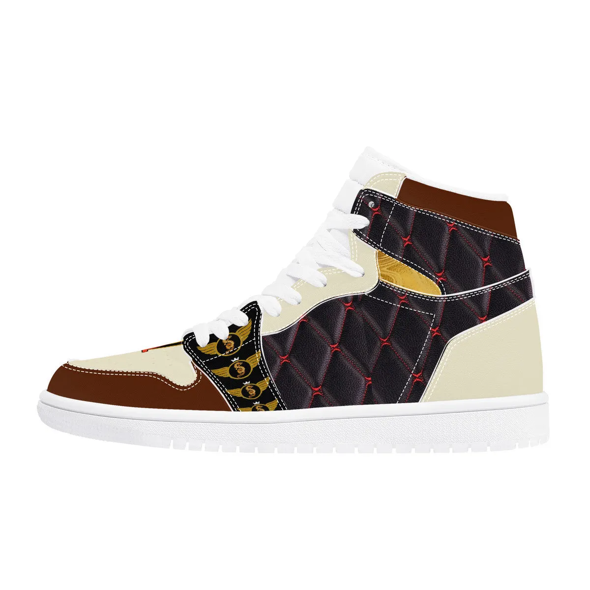 Gold Series V1 Edition  Custom High Top Creme and Brown Sneaker