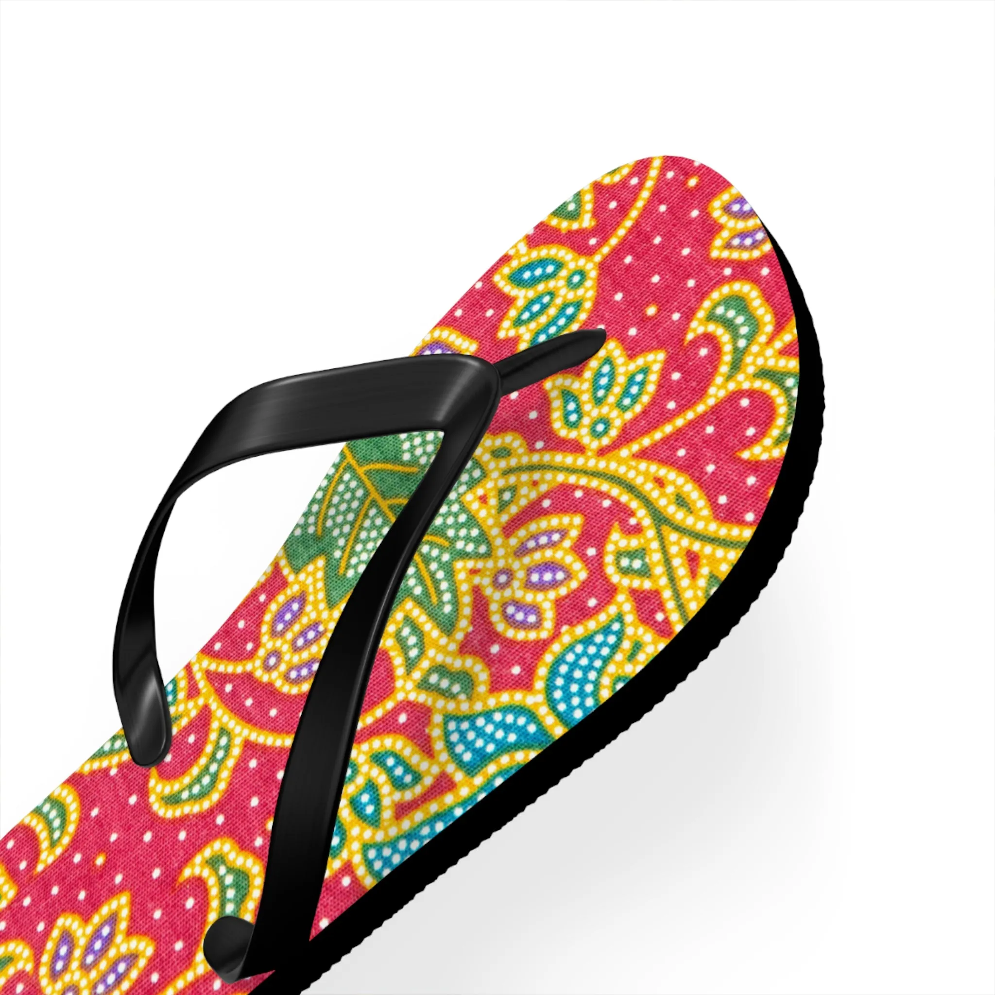 Green and red flowers - Inovax Flip Flops