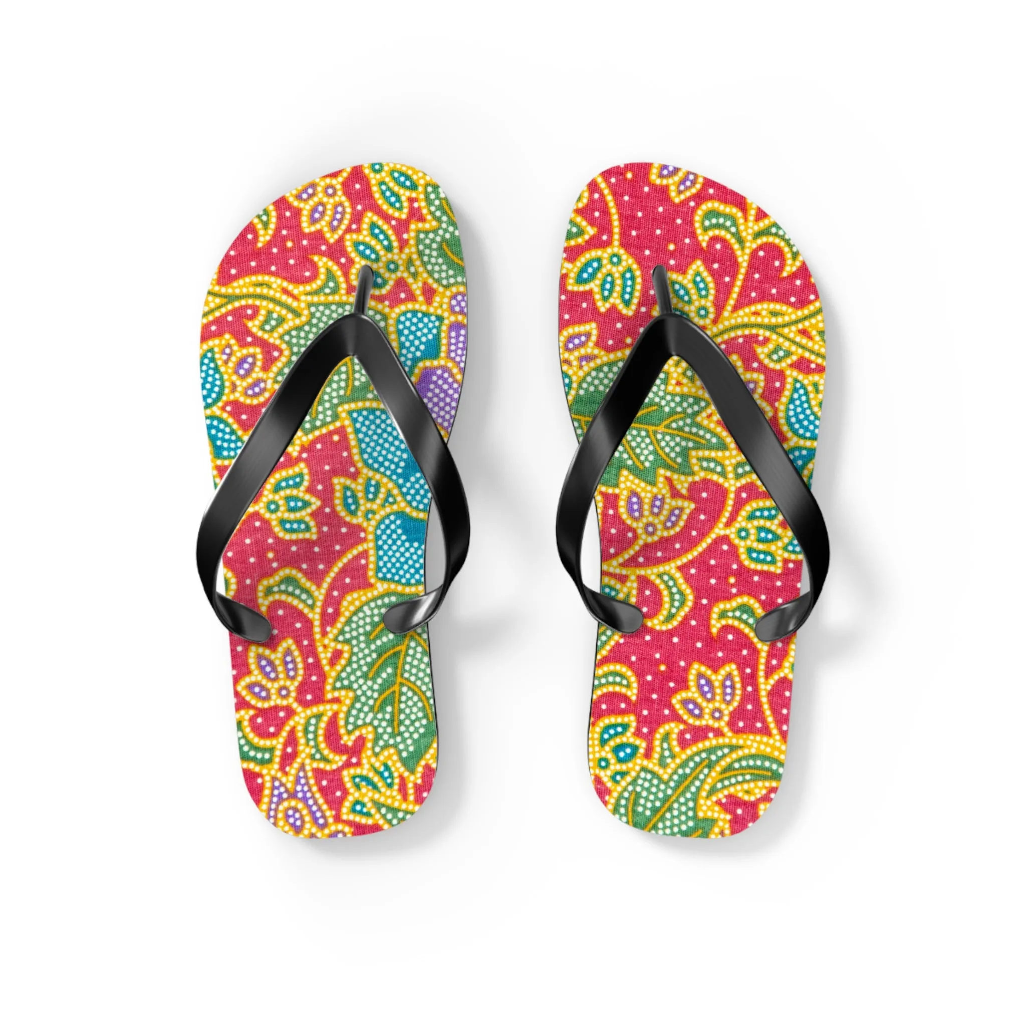 Green and red flowers - Inovax Flip Flops