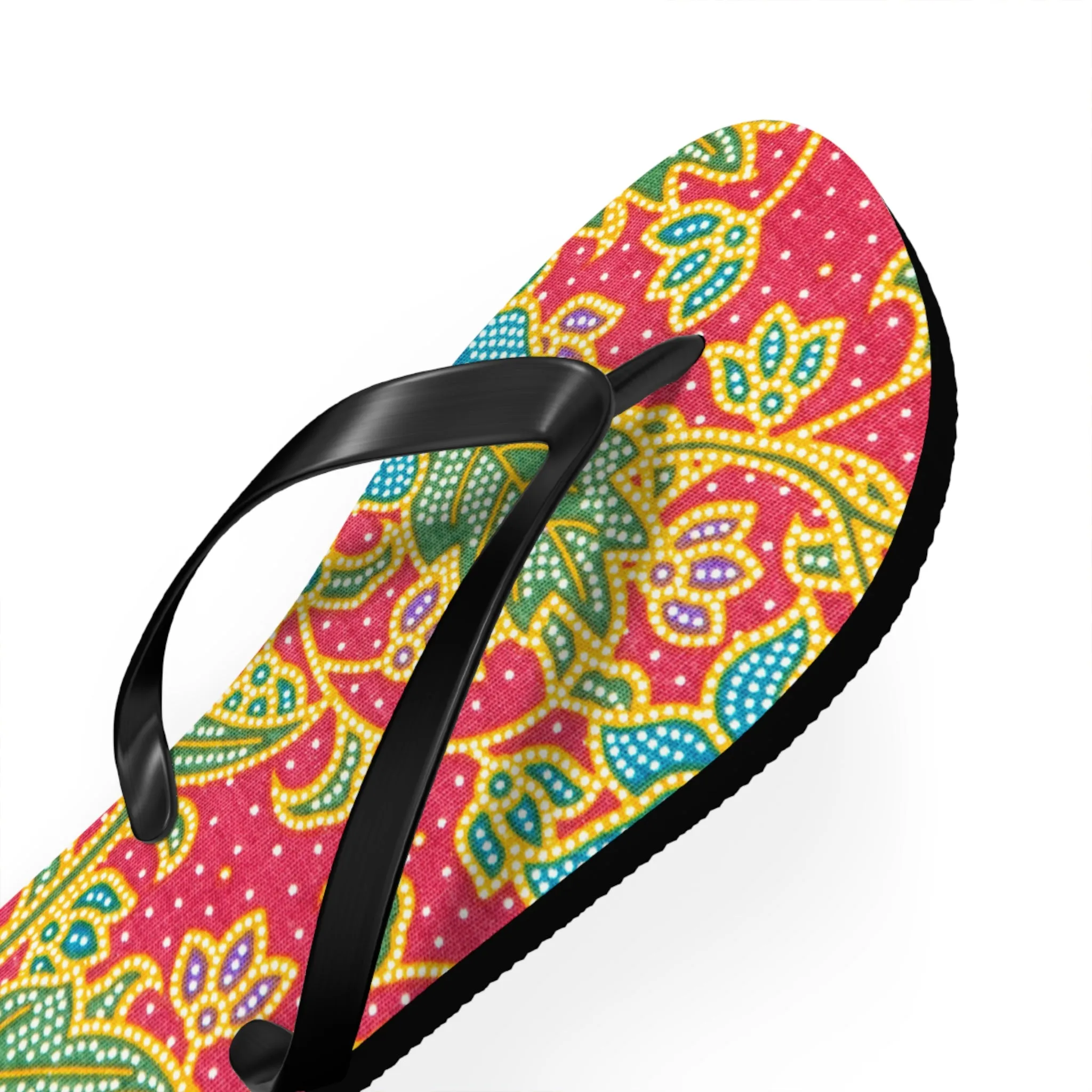 Green and red flowers - Inovax Flip Flops