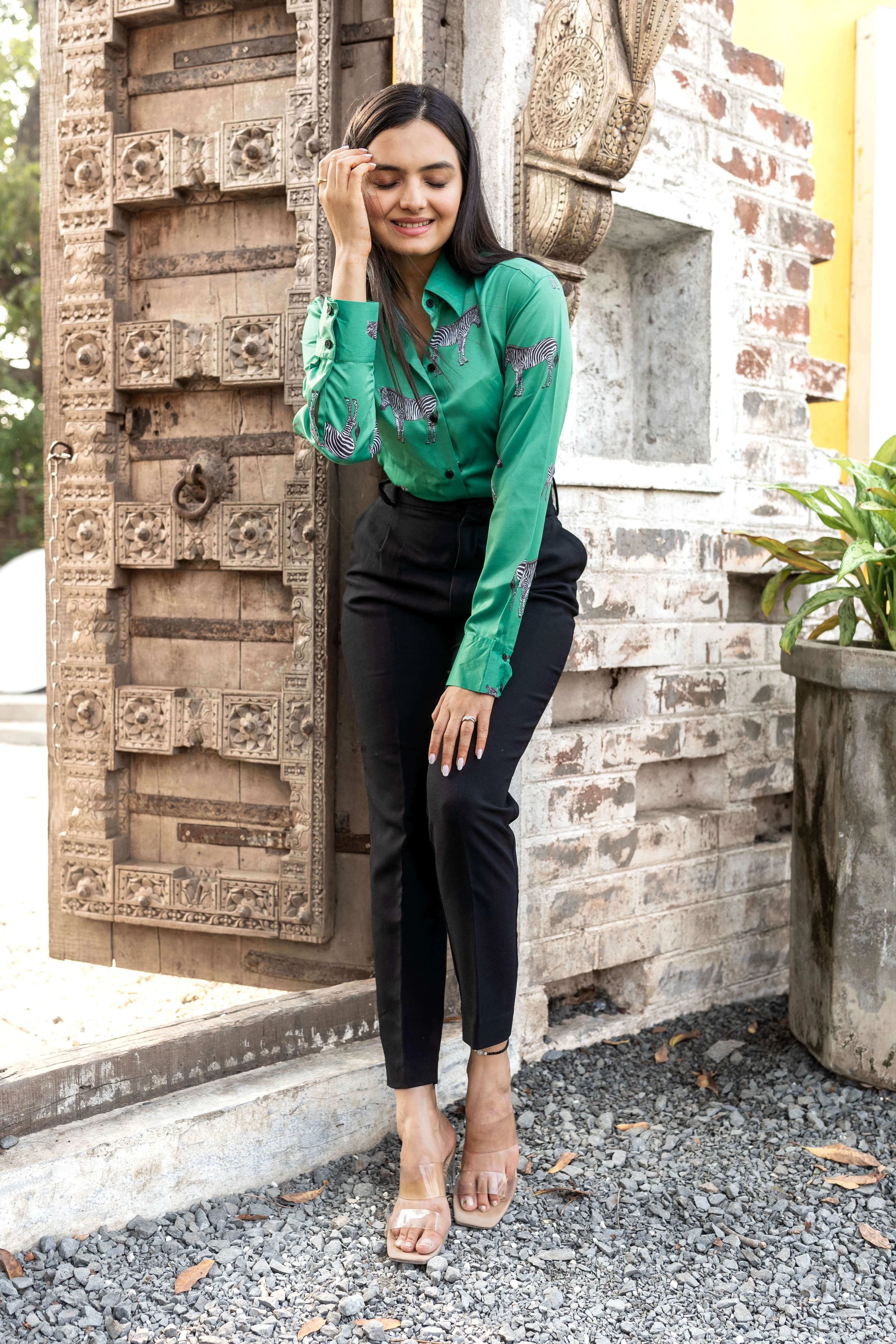 Green Zebra Printed Shirt