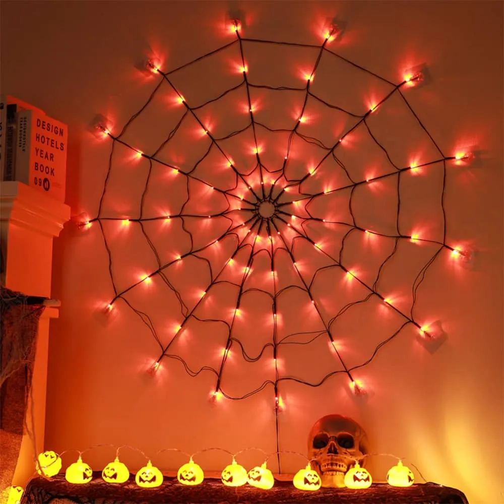 Halloween Spider Web LED Lights w/ Remote