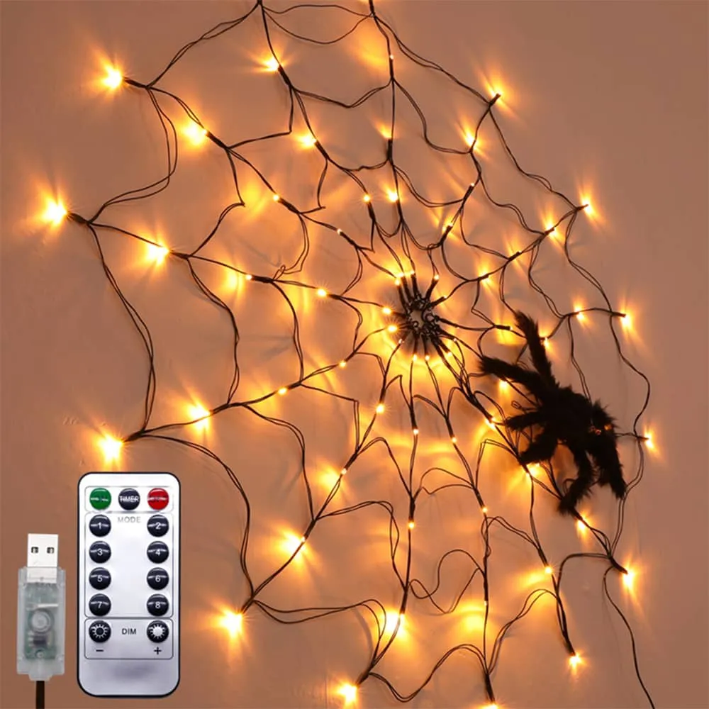 Halloween Spider Web LED Lights w/ Remote