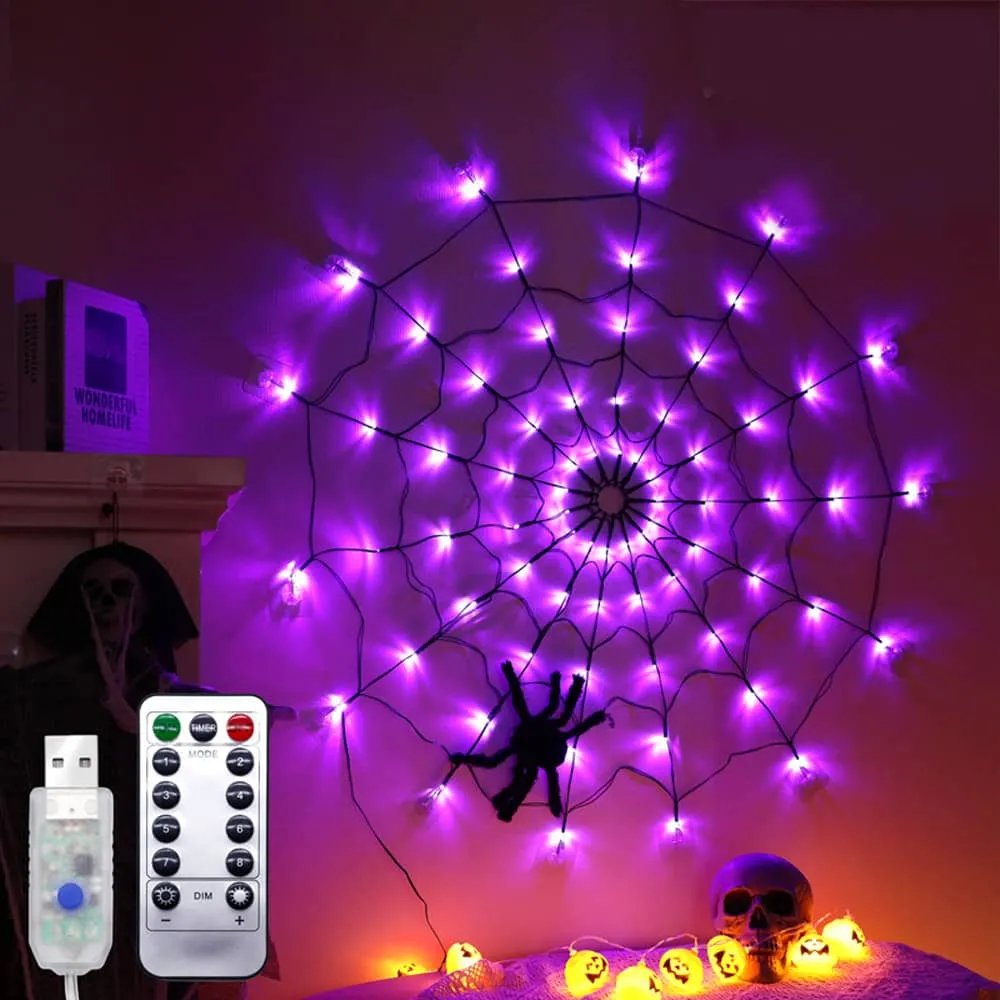 Halloween Spider Web LED Lights w/ Remote