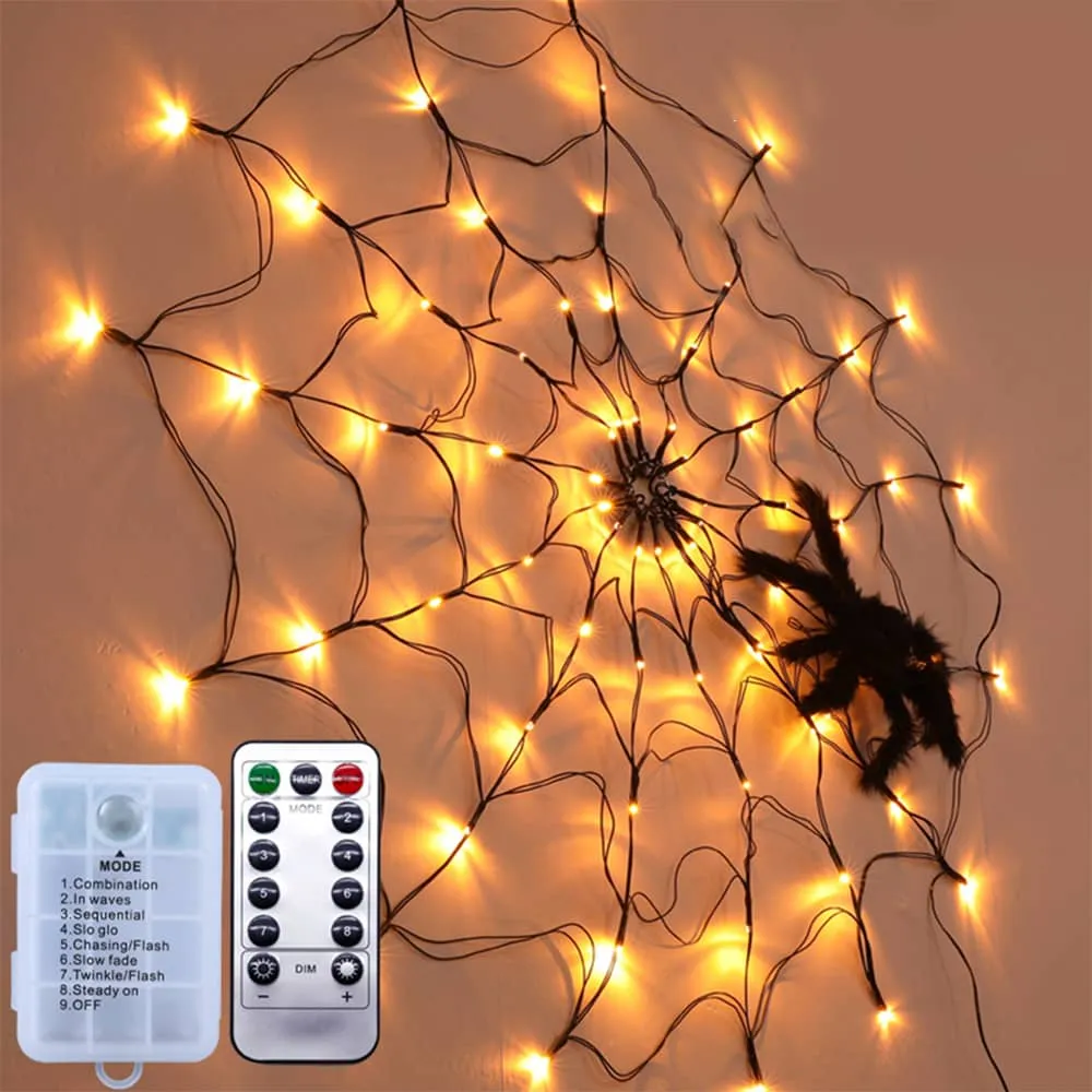 Halloween Spider Web LED Lights w/ Remote