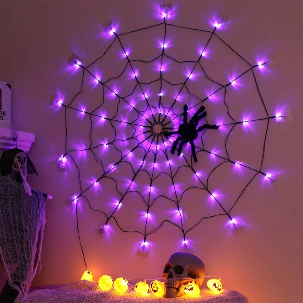 Halloween Spider Web LED Lights w/ Remote