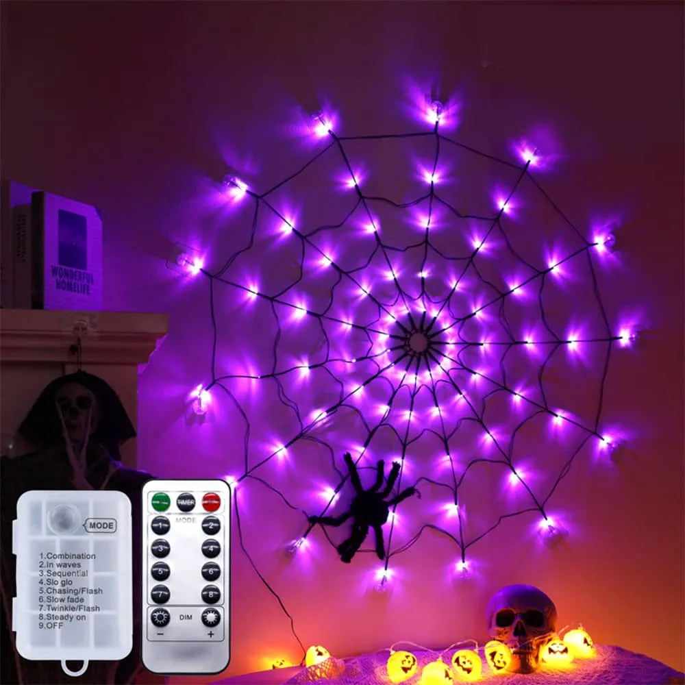 Halloween Spider Web LED Lights w/ Remote