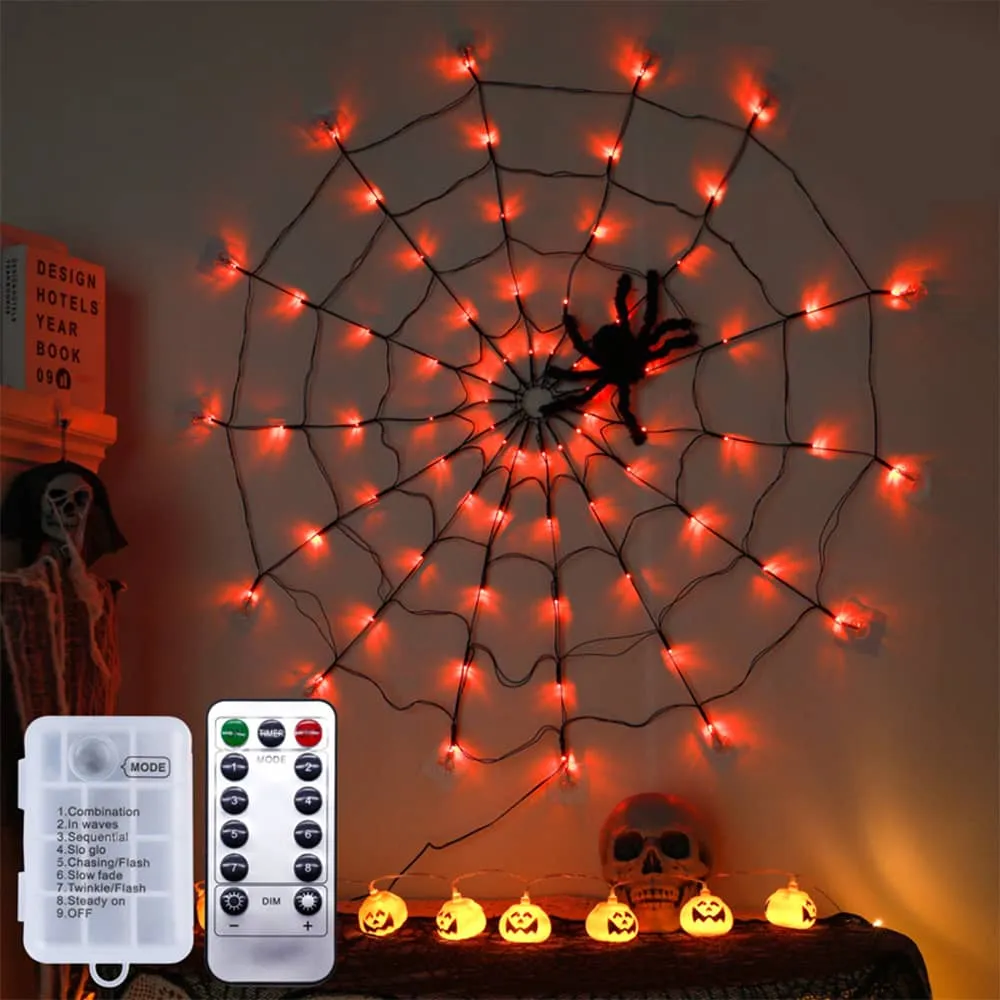 Halloween Spider Web LED Lights w/ Remote