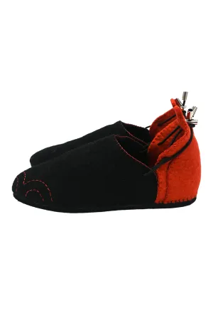 Handmade Wool Shoes Black & Red