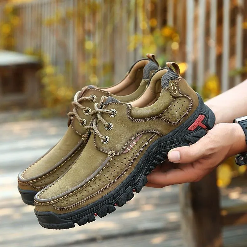 HS0426 Men's Outdoor Hiking Leather Loafers Casual Shoes Sneakers