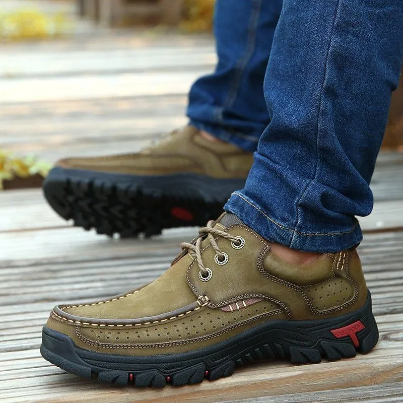 HS0426 Men's Outdoor Hiking Leather Loafers Casual Shoes Sneakers