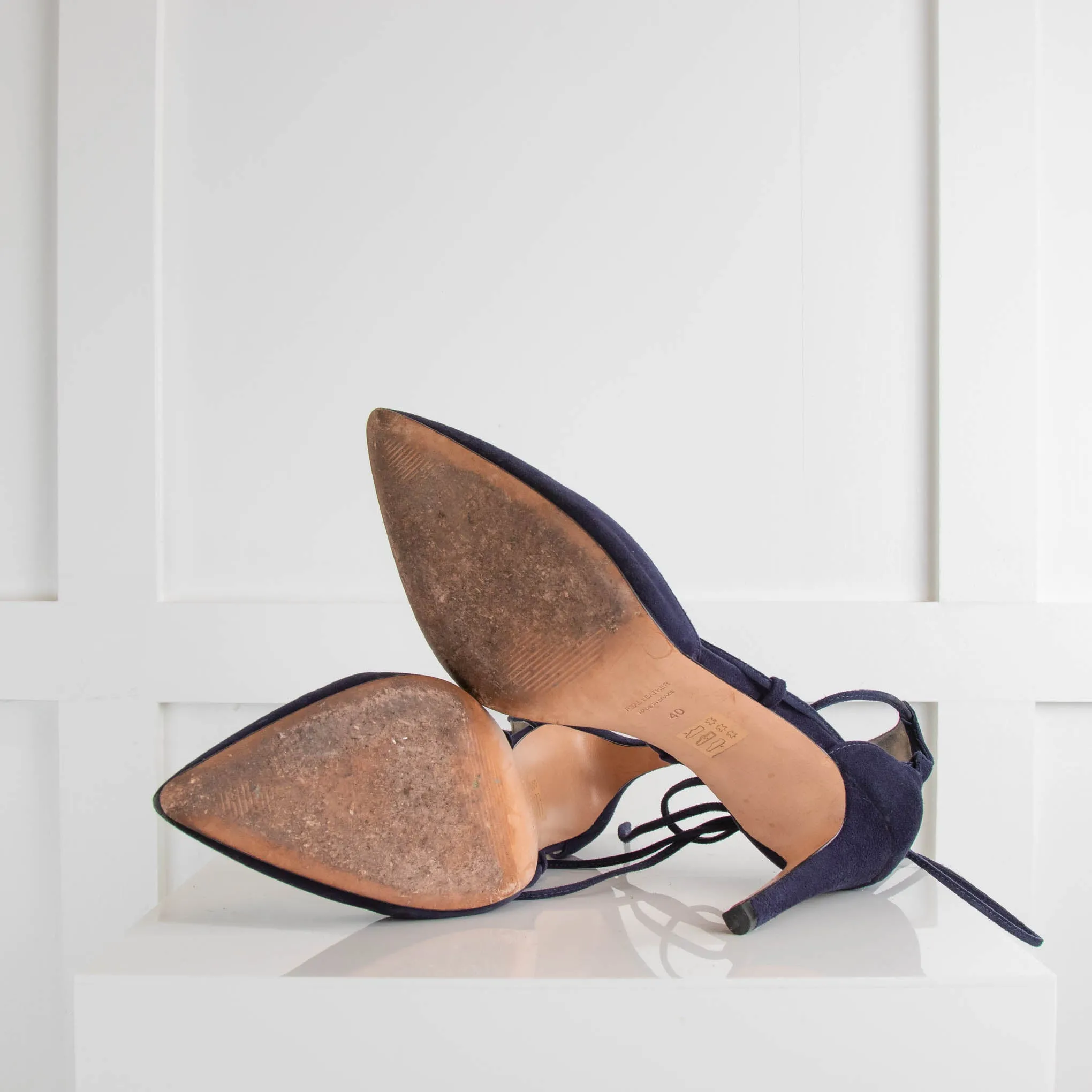 Iris & Ink Navy Suede Heeled Shoes