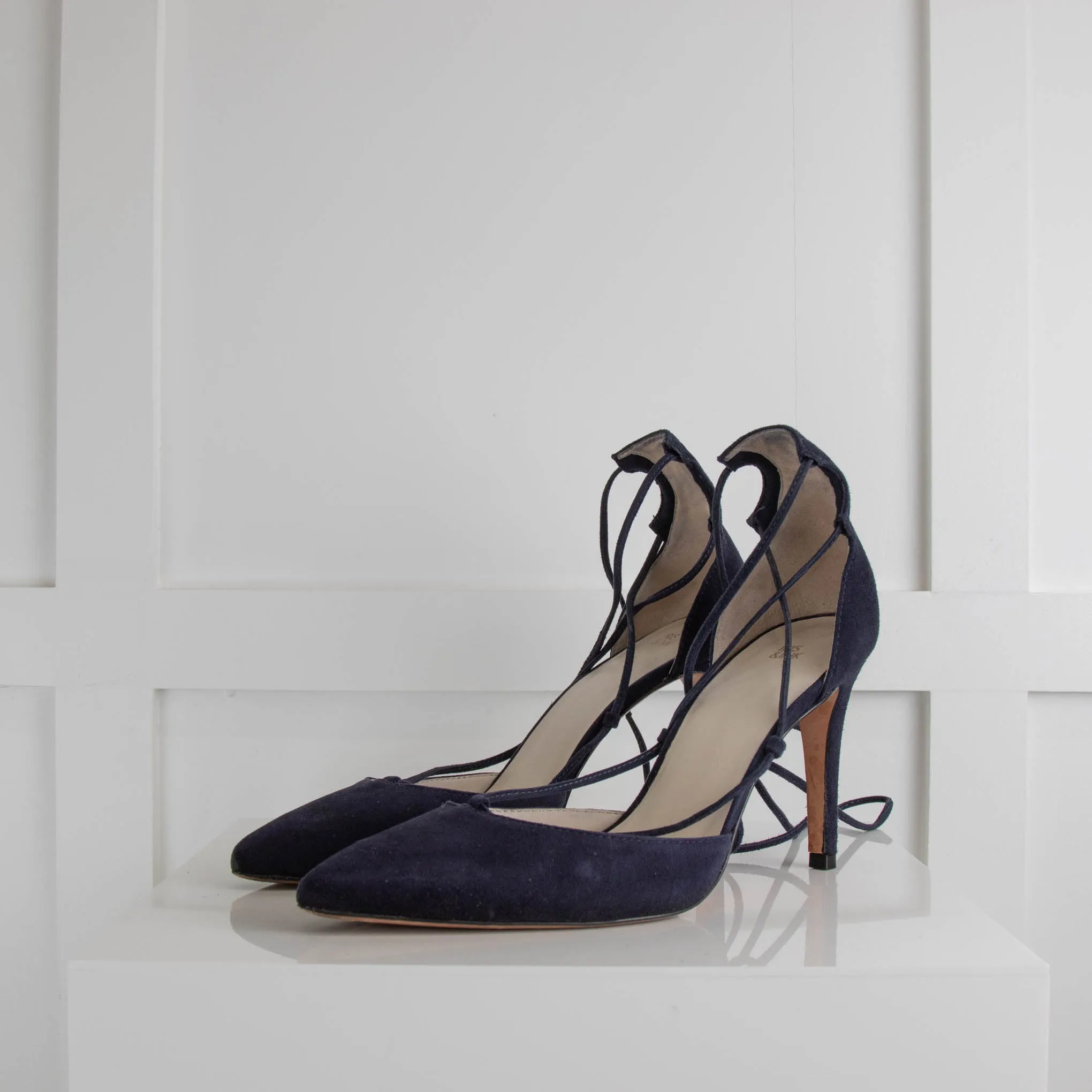 Iris & Ink Navy Suede Heeled Shoes