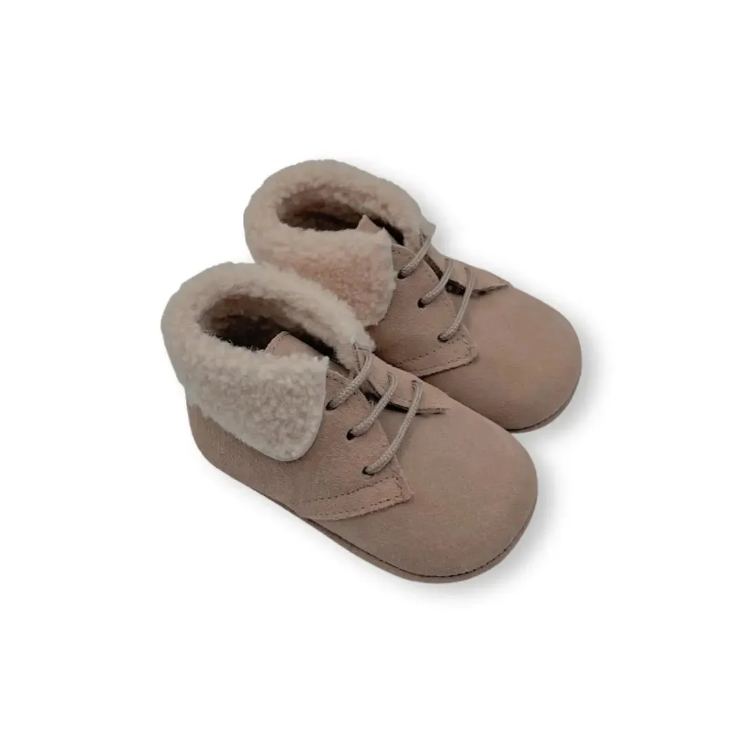 Jamie- Beige Suede Baby Boots