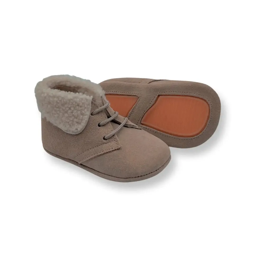 Jamie- Beige Suede Baby Boots