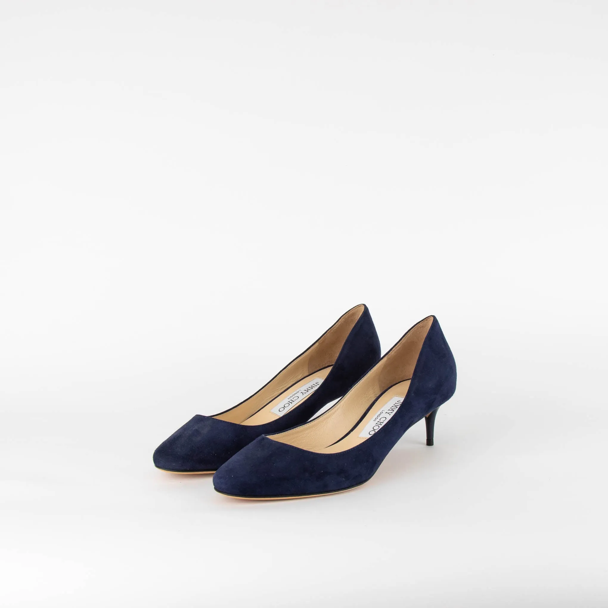 Jimmy Choo Navy Suede Kitten Heel