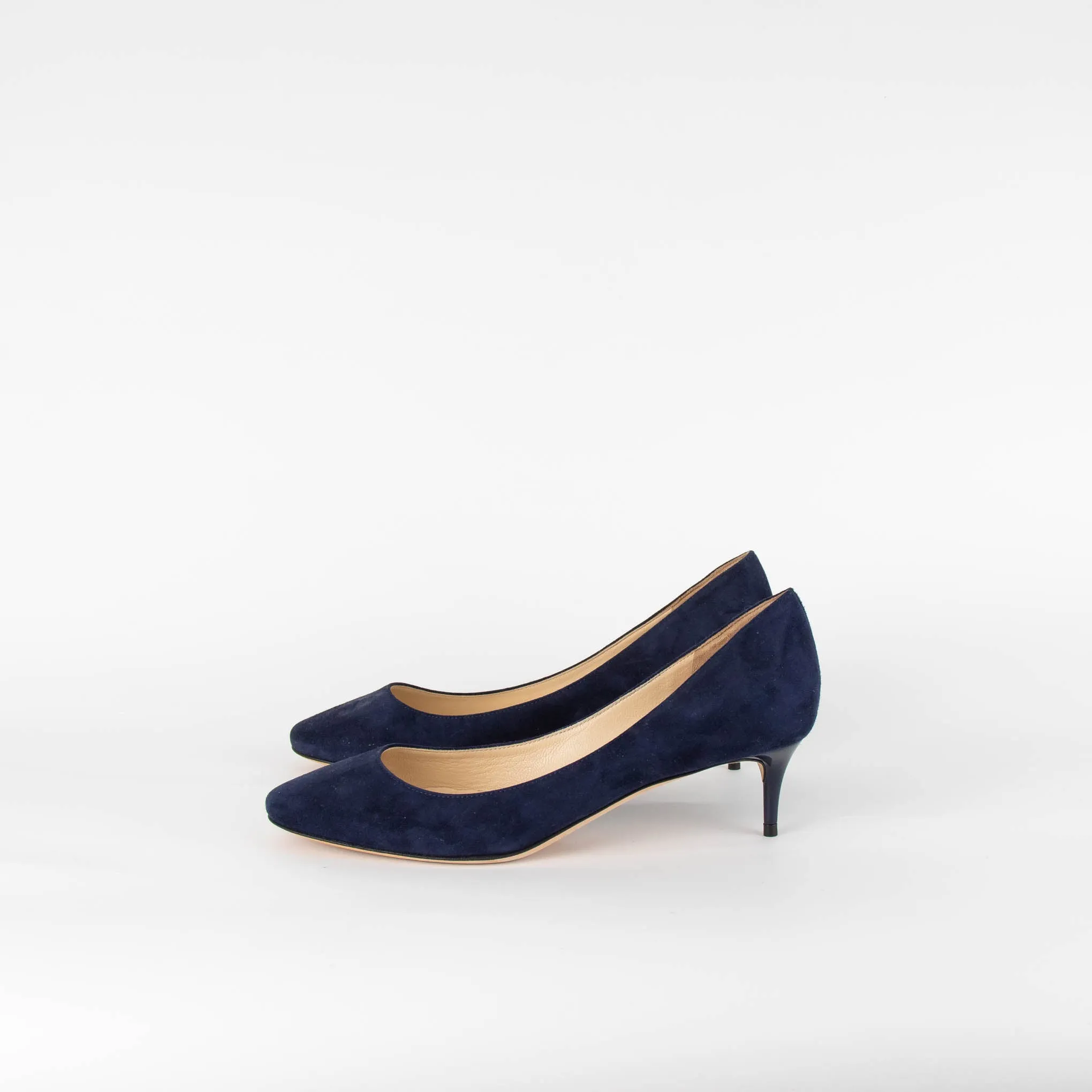 Jimmy Choo Navy Suede Kitten Heel