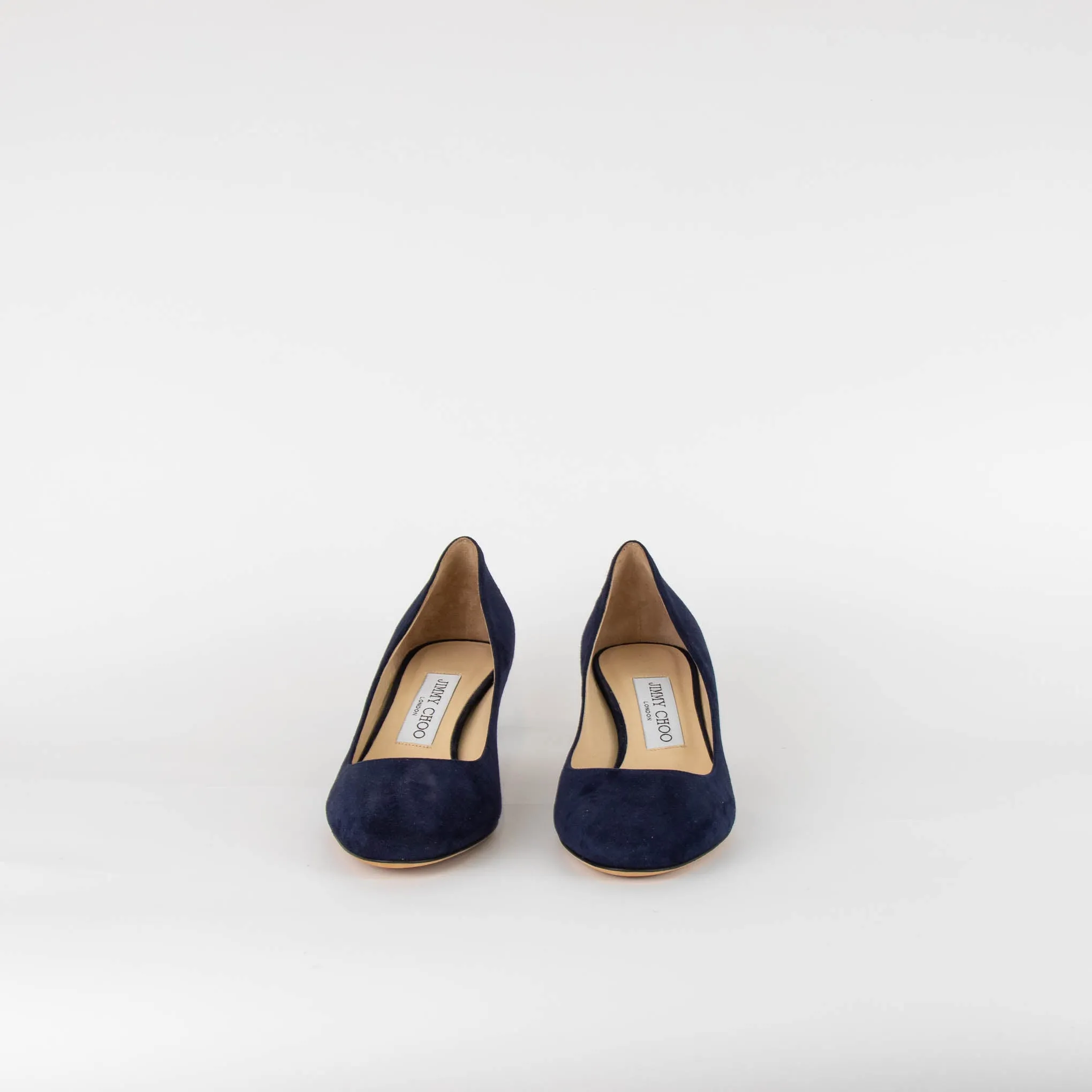 Jimmy Choo Navy Suede Kitten Heel