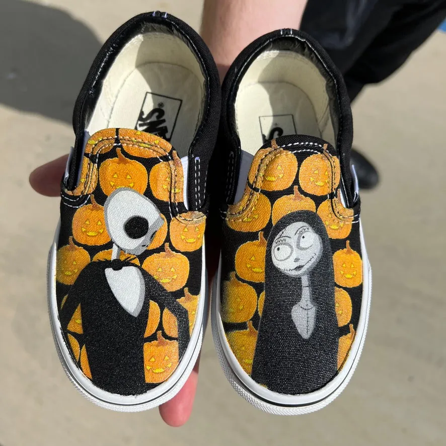 Kids Shoes - Nightmare Before Christmas Custom Black Slip Ons