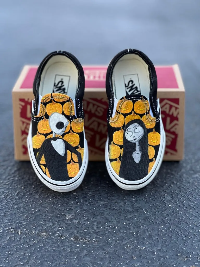 Kids Shoes - Nightmare Before Christmas Custom Black Slip Ons