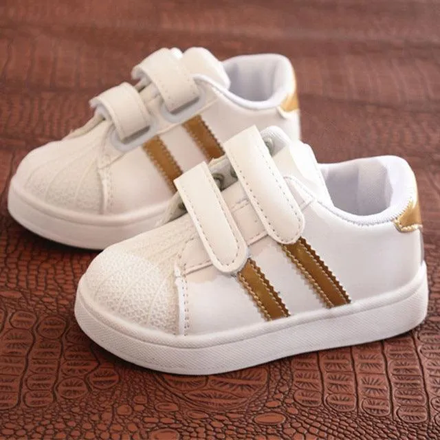 Kids' Striped Shell Head Casual Sneakers with Breathable Cotton Lining