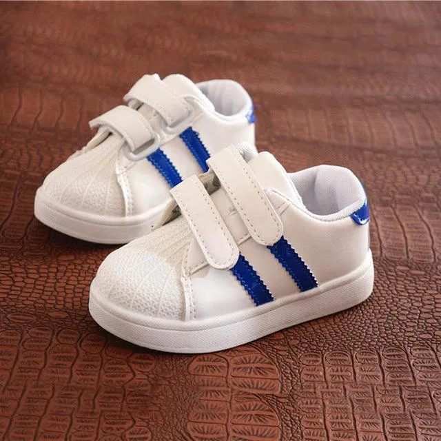 Kids' Striped Shell Head Casual Sneakers with Breathable Cotton Lining