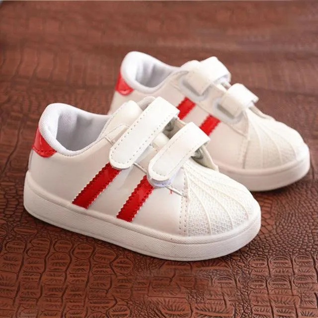 Kids' Striped Shell Head Casual Sneakers with Breathable Cotton Lining