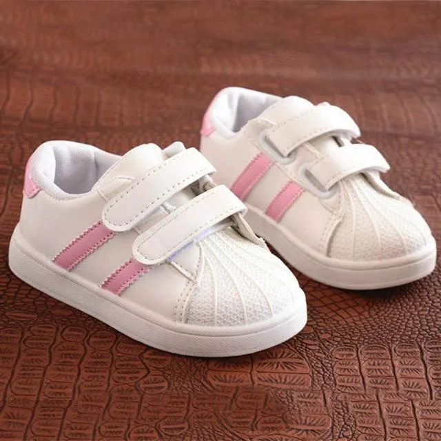 Kids' Striped Shell Head Casual Sneakers with Breathable Cotton Lining